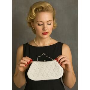 Vintage 1950s Richere Beaded Handbag Purse White